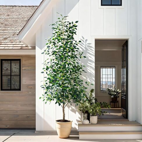 Tall Fake Pencil fig Trees Large Artificial ficus Tree Indoor Outdoor Realistic Floor Plant Faux Plastic Plants Flowers for House Home Living Room Office Front Porch Modern Farmhouse Silk Tree Decor in Saudi Arabia