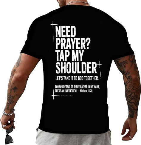 Need Prayer Tap My Shoulder Shirt God Jesus Christian Shirt Casual Crew Neck Short Sleeve Graphic Tee Tops for Men Women in Saudi Arabia