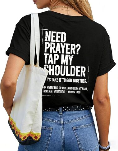 Need Prayer Tap My Shoulder Shirt God Jesus Christian Shirt Casual Crew Neck Short Sleeve Graphic Tee Tops for Men Women in Saudi Arabia