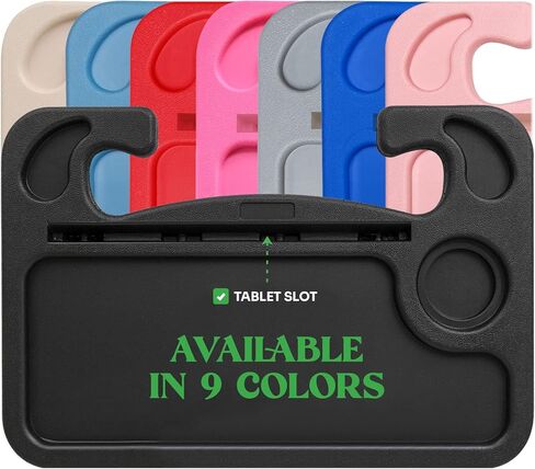 lebogner Steering Wheel Tray, Car Food Trays for Eating with iPad Tablet Slot, Multipurpose Double-Sided Hook On Travel Auto Steering Wheel Desk Table for Laptop & Notebook with Cup Holder, Black in Kuwait