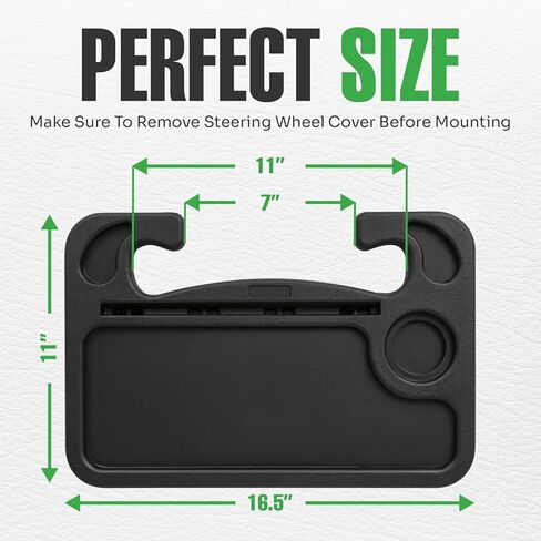 lebogner Steering Wheel Tray, Car Food Trays for Eating with iPad Tablet Slot, Multipurpose Double-Sided Hook On Travel Auto Steering Wheel Desk Table for Laptop & Notebook with Cup Holder, Black in Kuwait