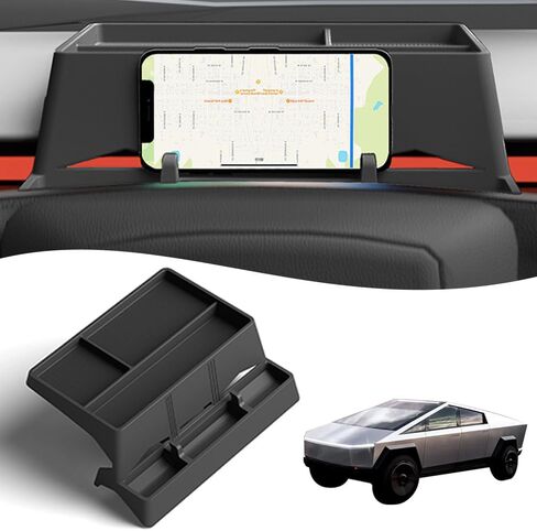 Center Console Dashboard Organizer Compatible with Tesla Cybertruck 2024 2025, Custom Behind Screen Silicone Storage Tray, Phone Holder, Storage Box, for Cybertruck Accessories in Kuwait