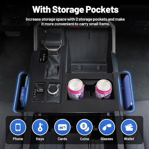 Silicone Center Console Organizer for 2022-2025 Toyota Tundra Accessories - Center Console Gear Shift Panel Trim Cover Anti-Scratch Protective Pad with Cup Holder Inserts (Not for 2026 Tundra) in Kuwait