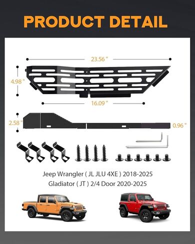PBYMT Front Door Pocket Molle Panels Compatible with Jeep Wrangler JL JLU 4XE 2018-2025, Gladiator JT 2020-2025 Metal Door Pocket Storage Box(Not for Power Seats), 2PCS in Saudi Arabia