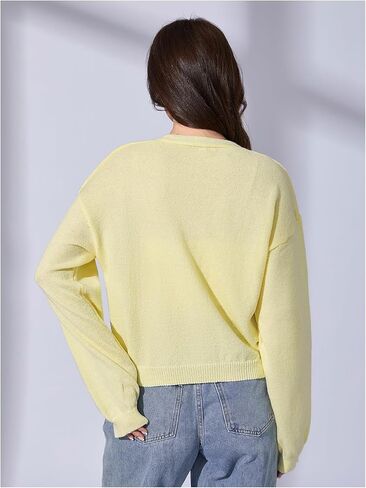 OYOANGLE Women's Knit Button Front Cardigan Drop Shoulder Long Sleeve Loose Cardigan Sweater Fall Fashion Outerwear in Saudi Arabia