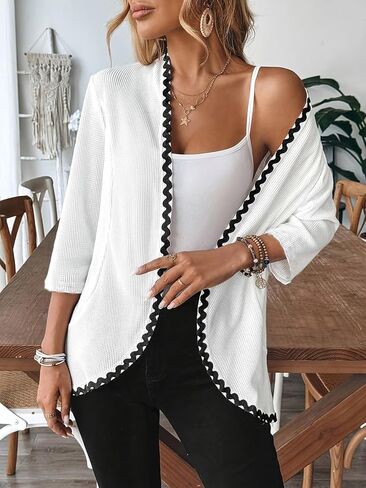 Women Trendy Lightweight Long Sleeve Casual Soft Open Front Loose Cardigan Fall Clothes in Saudi Arabia