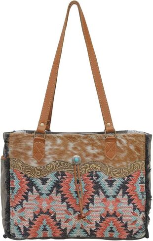 Myra Bag Western Canvas Tote Bag for Women - Cotton & Upcycled Leather Shoulder Weekender Bag Petite Orchid in Saudi Arabia