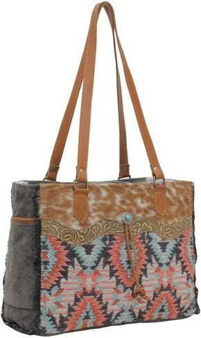 Myra Bag Western Canvas Tote Bag for Women - Cotton & Upcycled Leather Shoulder Weekender Bag Petite Orchid in Saudi Arabia