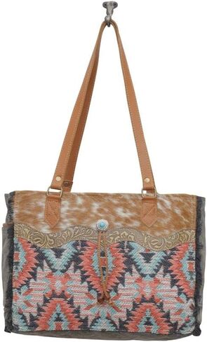 Myra Bag Western Canvas Tote Bag for Women - Cotton & Upcycled Leather Shoulder Weekender Bag Petite Orchid in Saudi Arabia