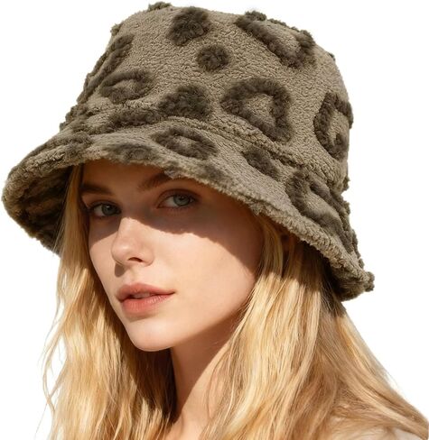 Winter Faux Fur Bucket Hat – Fluffy Furry Winter Hats for Women, Soft Mongolian Bucket Hats for Woman Men in Saudi Arabia