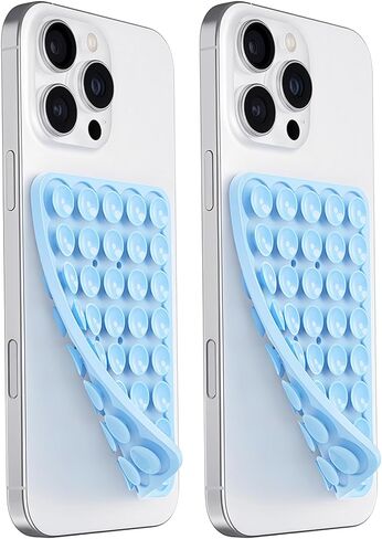 2 Pack Double Sided Silicone Suction Cup Phone Case Mount, Hands-Free Strong Grip Silicon Phone Holder for Selfies and Videos, Non Slip Phone Accessories (Translucent) in Kuwait