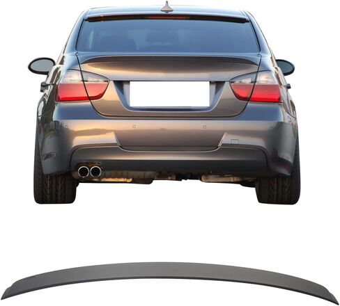 Rear Roof Spoiler Compatible with 2006-2011 BMW 3 Series E90 Sedan Unpainted Black ABS Available by IKON MOTORSPORTS in Saudi Arabia