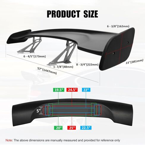 IKON MOTORSPORTS, Universal 57 Inch GT Trunk Spoiler with Brake Light, Compatible with BMW, ABS JDM Rear Trunk High Stand Spoiler Deck Lip Wing with Adjustable Bracket in Saudi Arabia