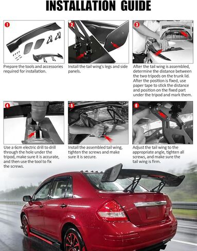 IKON MOTORSPORTS, Universal 57 Inch GT Trunk Spoiler with Brake Light, Compatible with BMW, ABS JDM Rear Trunk High Stand Spoiler Deck Lip Wing with Adjustable Bracket in Saudi Arabia