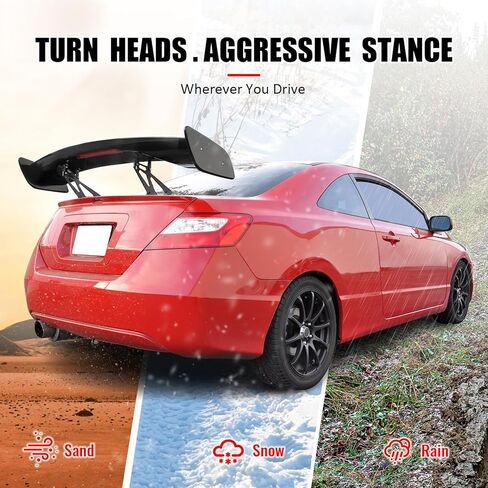 IKON MOTORSPORTS, Universal 57 Inch GT Trunk Spoiler with Brake Light, Compatible with BMW, ABS JDM Rear Trunk High Stand Spoiler Deck Lip Wing with Adjustable Bracket in Saudi Arabia
