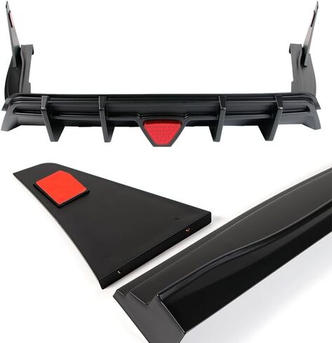 Rear Lower Bumper Diffuser Spoiler Lip W/LED Light Fit for 2018-2024 Toyota Camry SE XSE, Car Modifications Replacement Part Assembly, 2019 2020 2021 2022 2023 (Painted Black, Red Lens) in Kuwait