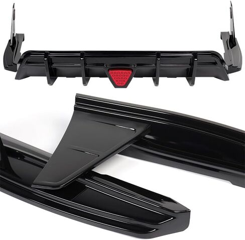 Rear Lower Bumper Diffuser Spoiler Lip W/LED Light Fit for 2018-2024 Toyota Camry SE XSE, Car Modifications Replacement Part Assembly, 2019 2020 2021 2022 2023 (Painted Black, Red Lens) in Saudi Arabia