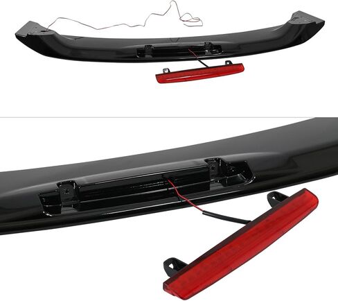 IKON MOTORSPORTS, Trunk Spoiler Compatible with 2006-2011 Honda Civic 8th Gen Sedan 4-Door, Si Style Painted #NH731P Crystal Black Pearl ABS Rear Trunk Lid Spoiler Wing Lip with 3rd Brake LED Light in Saudi Arabia