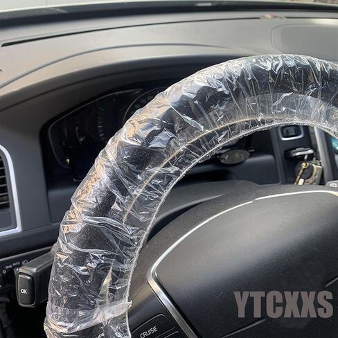 100PCS Disposable Transparent Plastic Steering Wheel Protective Cover with Elastic for Avoiding Scuffs & Scratches Universal Car Steering Wheel Cover in Saudi Arabia