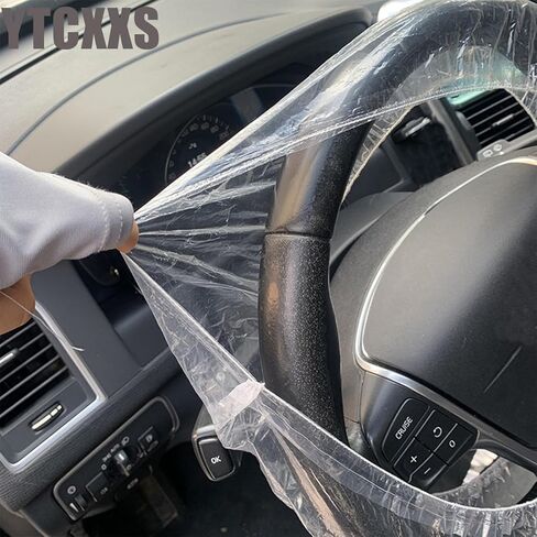 100PCS Disposable Transparent Plastic Steering Wheel Protective Cover with Elastic for Avoiding Scuffs & Scratches Universal Car Steering Wheel Cover in Saudi Arabia