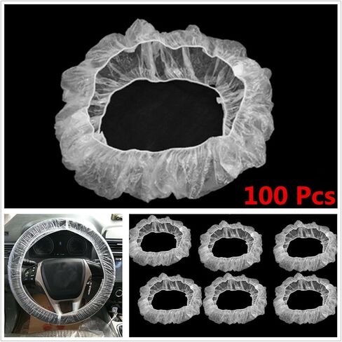 100PCS Disposable Transparent Plastic Steering Wheel Protective Cover with Elastic for Avoiding Scuffs & Scratches Universal Car Steering Wheel Cover in Saudi Arabia