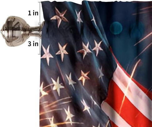 Independence Day Window Valance, 4th of July USA Flag Fireworks Eagle Flying Print Blackout Valance Curtain for Home Party Kitchen Bedroom Livingroom, 54x18inch in Saudi Arabia