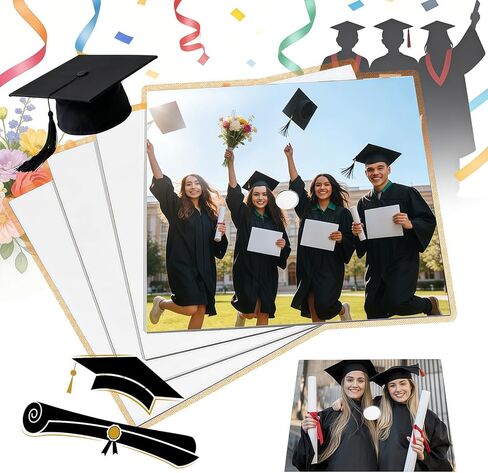 6 Pcs Sublimation Blanks for Graduation Cap Grad Decorations, 9.3" x 9.3" Blank White Graduation Grad Cap Topper, 2026 Graduation Gifts Accessories in Kuwait