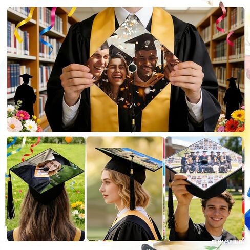 6 Pcs Sublimation Blanks for Graduation Cap Grad Decorations, 9.3" x 9.3" Blank White Graduation Grad Cap Topper, 2026 Graduation Gifts Accessories in Kuwait