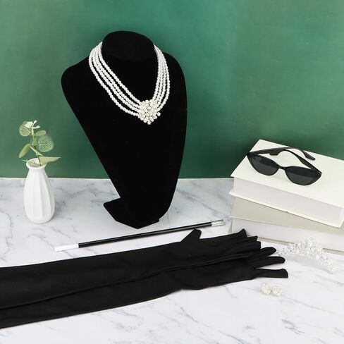 طافوا 20s إكسسوارات للنساء أزياء الهالوين أودري هيبورن 1920s إكسسوارات نظارات شمسية كلاسيكية مشط قلادة أقراط in Kuwait