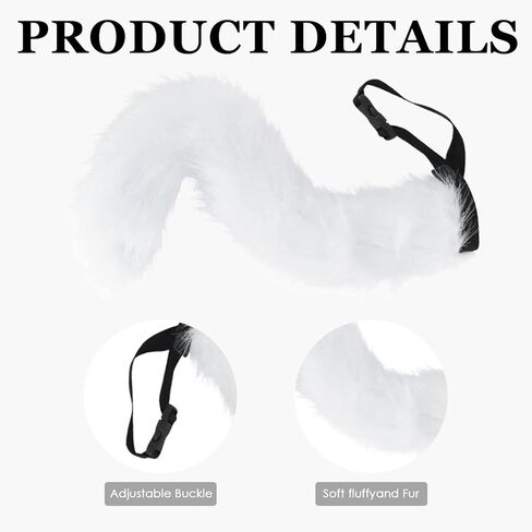 Faux Fur Therian Mask and Tail Fox Wolf Costume, Plush Mask Fluffy Paw Gloves for Adults, Furry Fox Mask Wolf Tail Cosplay Costume Set for Halloween Party White in Saudi Arabia