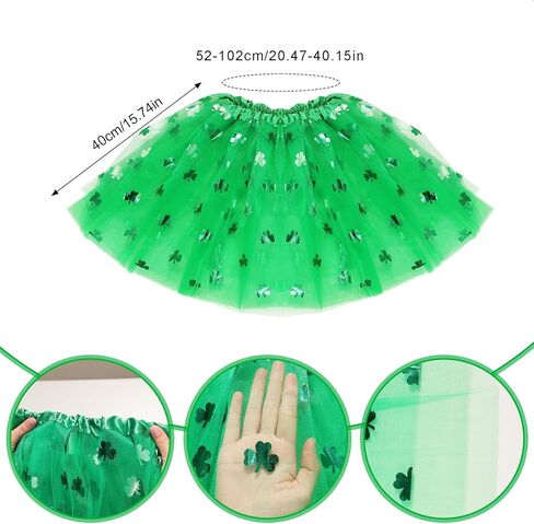 Heliltd 8Pcs St. Patrick'S Costume Accessories Set Includes 3 Layered Tulle Tutus for Women Glitter Shamrock Sunglasses Headband Beaded Necklace and Blowouts in Saudi Arabia