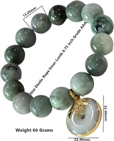 Natural Jade Bracelet for Wealth & Luck with Gold Charm | Premium Gift Box Included – Handmade Green Jadeite Bangle for Prosperity, Energy & Balance in Kuwait