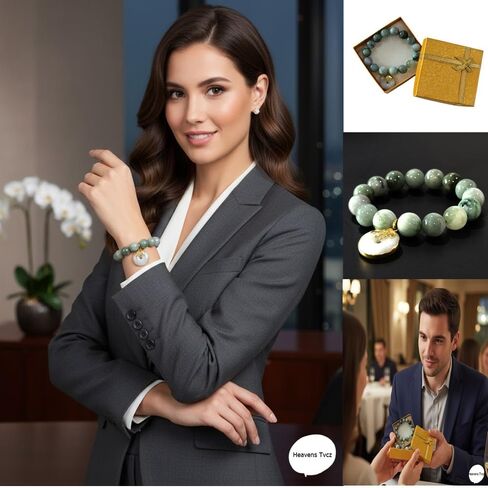 Natural Jade Bracelet for Wealth & Luck with Gold Charm | Premium Gift Box Included – Handmade Green Jadeite Bangle for Prosperity, Energy & Balance in Kuwait