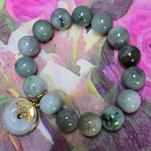 Natural Jade Bracelet for Wealth & Luck with Gold Charm | Premium Gift Box Included – Handmade Green Jadeite Bangle for Prosperity, Energy & Balance in Kuwait