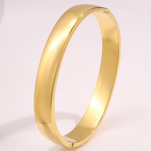 18K Gold Plated Women's Bangle Stainless Steel Bracelet Oval Polished Finish Cuff Bangle for Women in Saudi Arabia