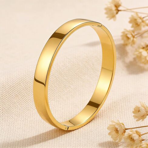 18K Gold Plated Women's Bangle Stainless Steel Bracelet Oval Polished Finish Cuff Bangle for Women in Saudi Arabia