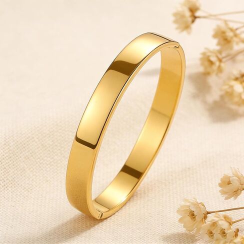 18K Gold Plated Women's Bangle Stainless Steel Bracelet Oval Polished Finish Cuff Bangle for Women in Saudi Arabia