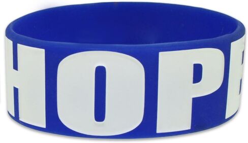 PinMart Blue Hope Awareness Wide Rubber Silicone Bracelet in Saudi Arabia