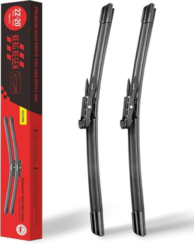 شفرات ممسحة الزجاج الأمامي من السيليكون BERG REGEN® 22 بوصة + 20 بوصة بديلة لفورد موستانج 2021 2020 2019 2018 2017 2016 2015 2014 2013-2007/ لينكولن MKZ 2020-2013 شفرات ممسحة عالية الجودة OEM (مجموعة من 2) in Kuwait