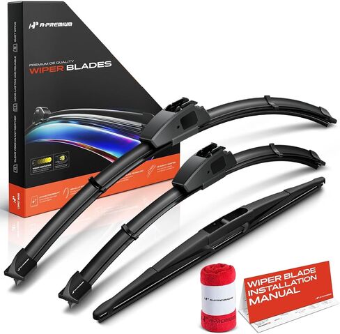 A-Premium 24"+16"+14" Windshield Wiper Blades Compatible with Honda Fit 2007-2008 - Front Rear Wipers Blade Set for Hook/RL3 Arm Connector, with Wear Indicator & Towel (Pack of 3) in Saudi Arabia