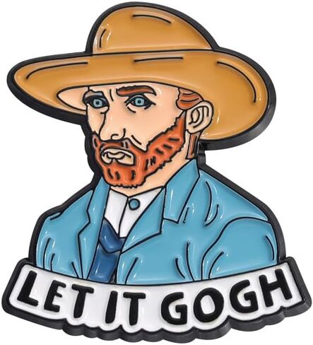 Let It Gogh Enamel Pin Wore A Straw Hat Funny Badge Brooch For Backpacks in Saudi Arabia