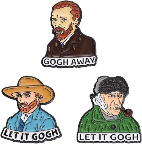 Let It Gogh Enamel Pin Wore A Straw Hat Funny Badge Brooch For Backpacks in Saudi Arabia