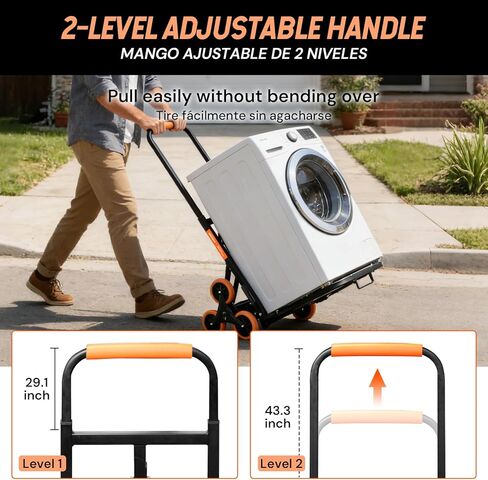 SEKAM Stair Climbing Cart, 440 LBS Capacity Folding Hand Truck Dolly with 10 Wheels, Heavy-Duty Stair Climber Cart with Telescoping Handle for Moving, Shopping, Warehouse, and Travel (Orange) in Kuwait