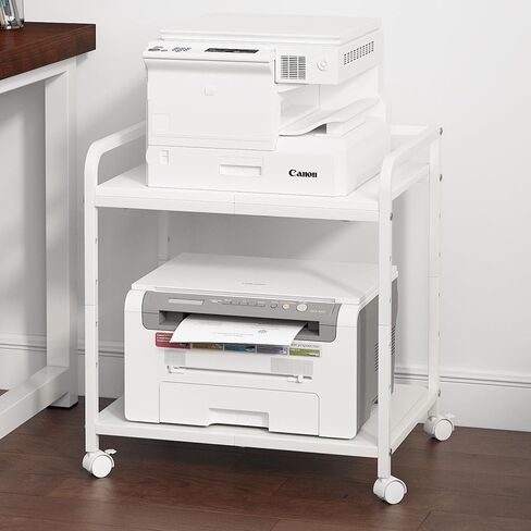 21"x15.8" Large Printer Stand with Storage, 2-Tier Under Desk Printer Table, Rolling Printer Cart with Lockable Wheels for Home, Office (Brown) in Kuwait