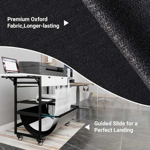 Wide Format Printer Stand with Laptop Station, Plotter Workbench Table with Pull-out Drafting Storage, Roll Paper Holder, Accessory Drawer & Adjustable Shelf for Plotters/Cutting Machines (White) in Saudi Arabia