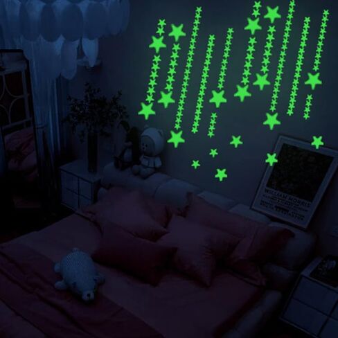 Glow in The Dark Star Stickers Glow Stars for Kids Room, Glow in The Dark Stars for Ceiling and Wall, Bright Luminous Wall Stickers for Bedroom, Party Decoration, Green in Saudi Arabia