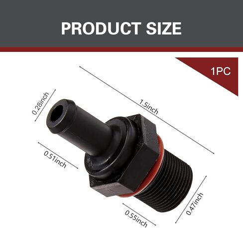 Positive Crankcase Ventilation Control Valve, Engine One-way PCV Valve Replacement, OE #267402G000 26740-2G000, Compatible with Accord Nissan Mitsubishi JAC Chery Big Dipper Hyundai (Black) in Kuwait