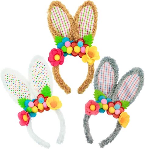 DearSun 3 Pcs Easter Bunny Ears Headband for Kids Adult, Cosplay Costume Accessories Rabbit Ear Hair Band in Saudi Arabia