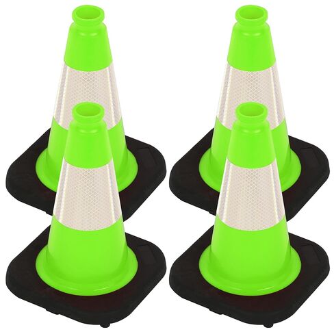 OrangeStar 8-Pack 28 "مخاريط مرورية، مخاريط أمان صفراء مع أطواق عاكسة، قاعدة شديدة التحمل للبناء، ساحة انتظار السيارات، أعمال الطرق، بولي كلوريد الفينيل المرن، للاستخدام الداخلي والخارجي in Kuwait
