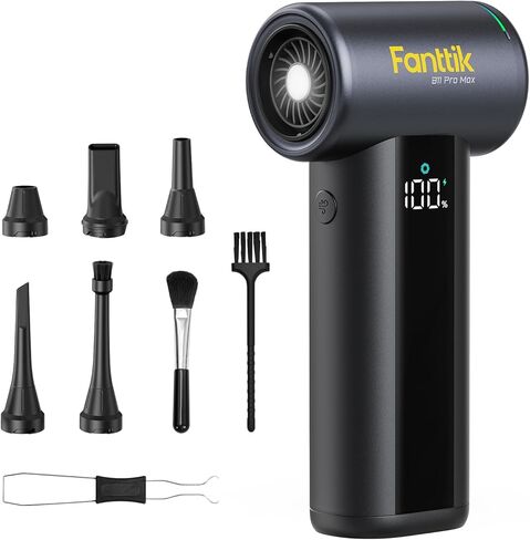 منفضة هواء كهربائية Fanttik B11 Pro Max، محرك بدون فرشاة 150000 دورة في الدقيقة، منفضة هواء مضغوط، 100 تروس قابلة للتعديل، معزز بنقرة واحدة، بطارية قابلة لإعادة الشحن 28.08 وات في الساعة، منفضة كهربائية للكمبيوتر الشخصي والسيارة والمنزل in Kuwait